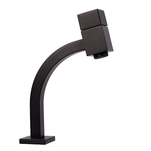 Torneira Quadrada Cuba Fria 45 Graus Baixa (Preto Fosco)