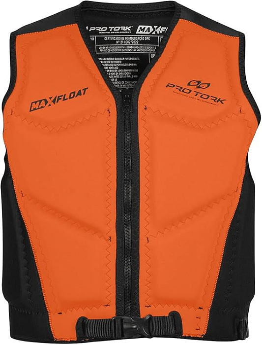 COLETE NÁUTICO PROTORK LARANJA MAXFLOAT 55-110KG