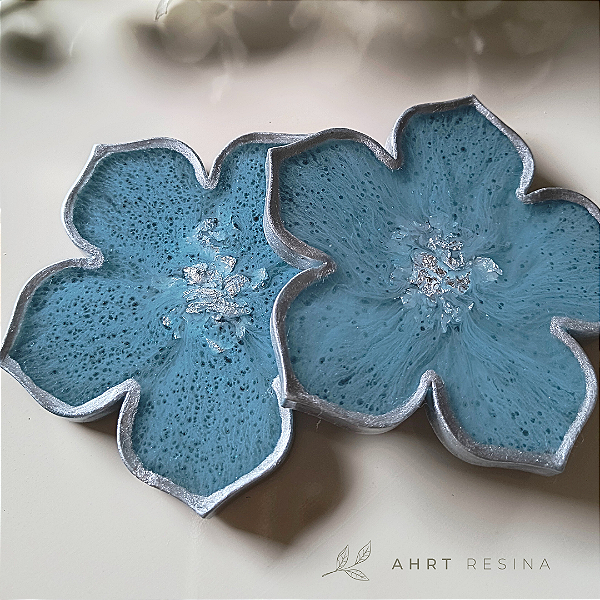 Porta-copos flor (conjunto de 2 unidades) com detalhes na cor prata