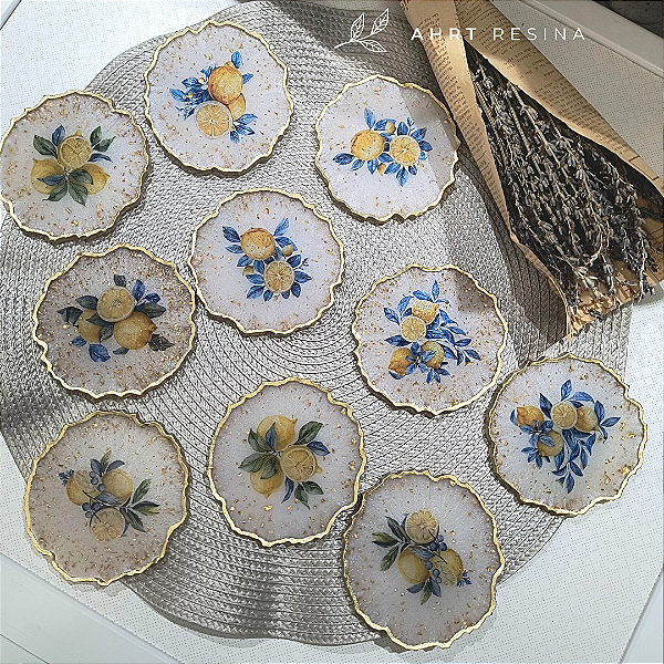 Porta-copos geodo limão siciliano (conjunto de 10 unidades)