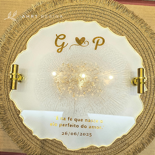 Bandeja geodo com alça personalizada