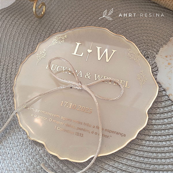 Porta-alianças geodo em resina 15 cm