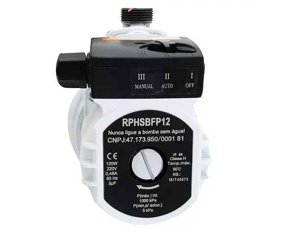 BOMBA DE PRESSURIZAÇÃO 120W - CORPO FERRO C/ REVEST. CERAM. - RFS 120W