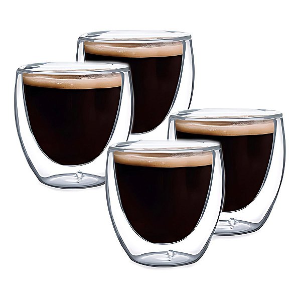 Jogo 4 Copos Café Expresso Parede Dupla 80ml Mimo Style