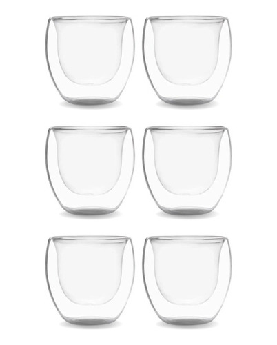 Copos De Vidro Borasilicato Duplo 80ml Nespresso 06 Unidades
