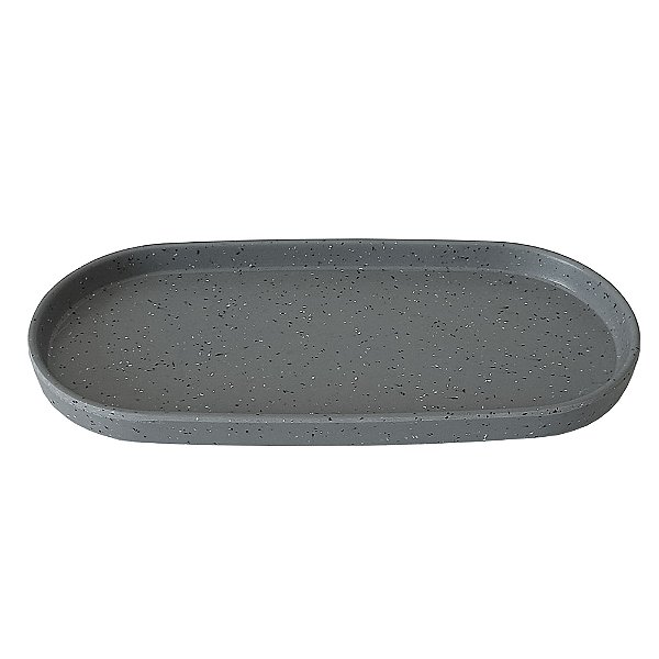 Bandeja Prato Oval 24 X 12cm Melamina Multiuso Cinza