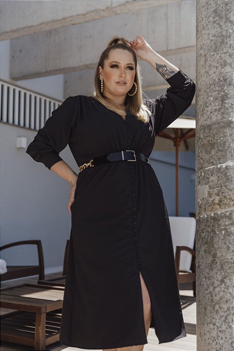 vestido alfaiataria preto