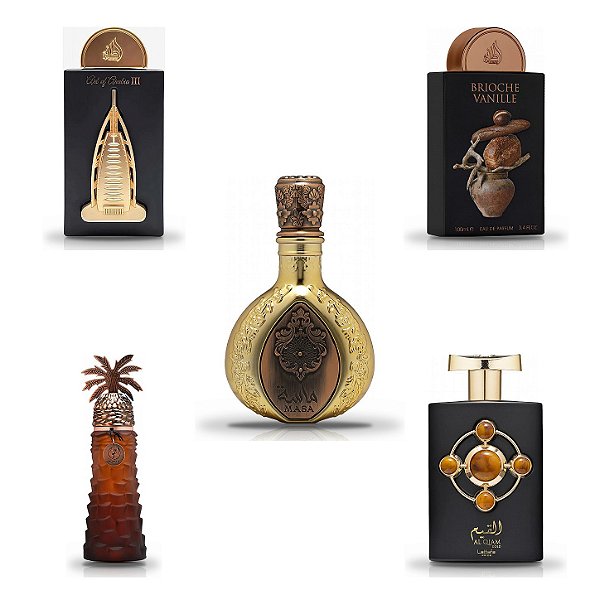 Kit Perfume Árabe Lattafa Pride 5x20ml Masa, Art of Arabia III, Brioche Vanille e mais