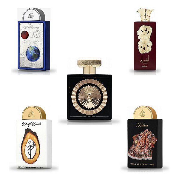 Kit Perfume Árabe Lattafa Pride 5x20ml Nebras, Art of Universe, Ansaam Gold e mais