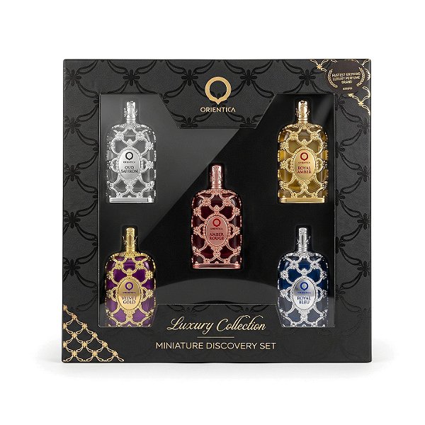 Kit Perfume Árabe Orientica Luxury Collection 5x7,5ml Royal Amber, Amber Rouge, Royal Bleu e mais