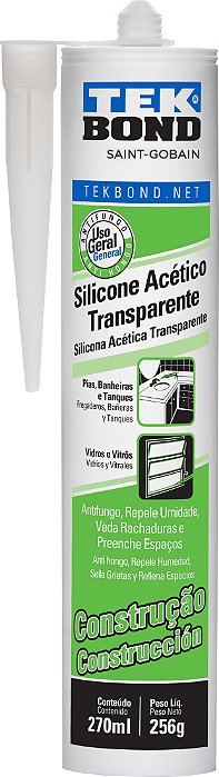 SILICONE | ACETICO | 256G | TRANSPARENTE | TEK BOND