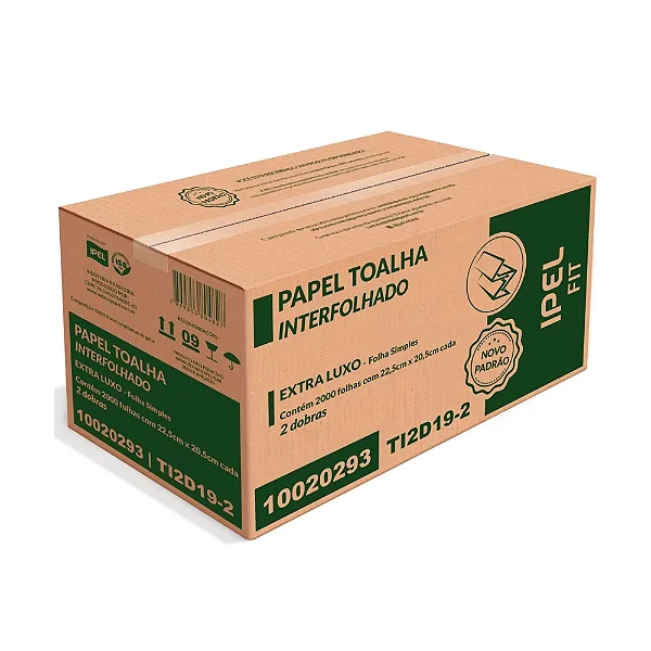 Toalha Interfolhada 2 dobras FOLHA SIMPLES | 19g - 2000 Fls ( FIT )