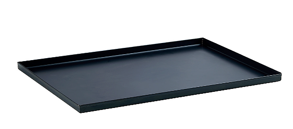 Telha retangular de chapa metálica azul com paredes retas 60x20/40x2 cm