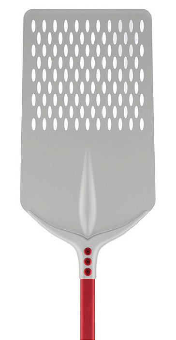 Pá Cerutti Inox TULIP retangular perfurada cabo vermelho