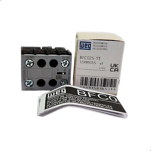 Bloco De Contato Auxiliar Frontal 1na-1nf Bfc025-11 Cwc025 Weg