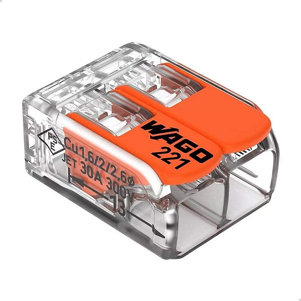 Conector De Emenda Transparente 221-612 2P Até 6MM Compacto Wago