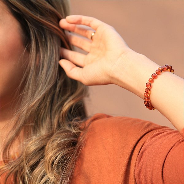 Pulseira Adulto • Cognac • Barroco Polido 19cm