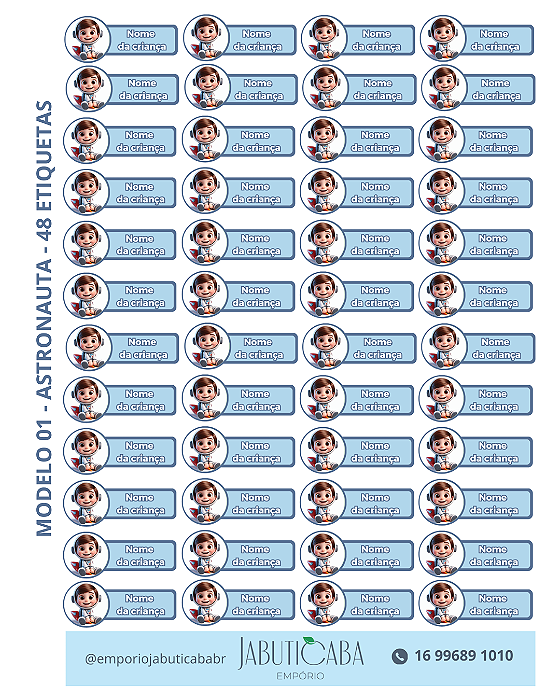Etiqueta termocolante transfer DTF Têxtil para tecidos - Astronauta