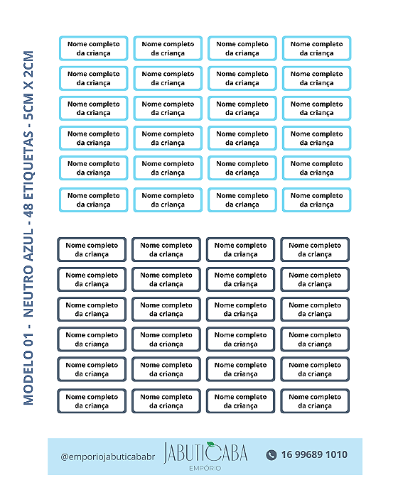 Etiqueta termocolante transfer DTF Têxtil Tecidos - Nome Moldura