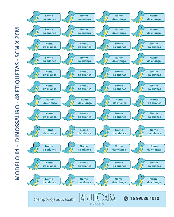 Etiqueta termocolante transfer DTF Têxtil para tecidos - Dinossauros