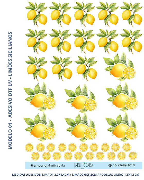 Adesivo DTF UV folha A4 - Limões Sicilianos