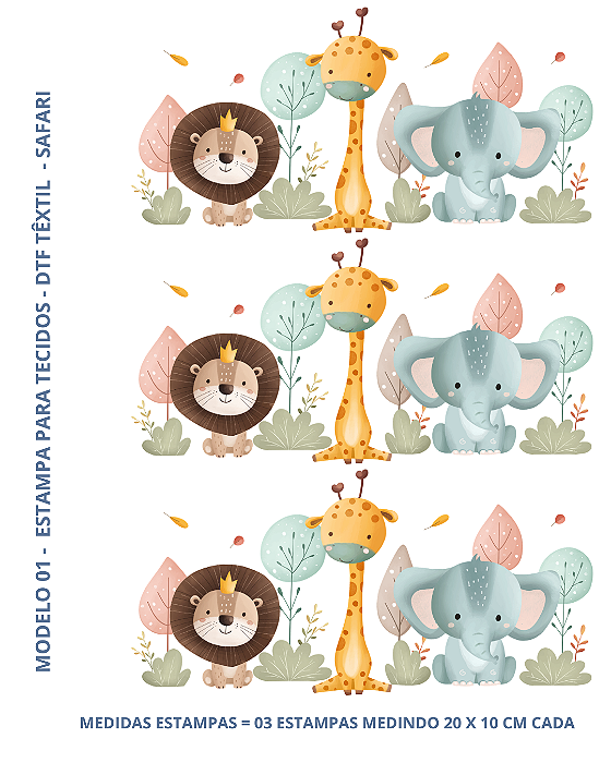 Estampa DTF Têxtil para tecidos - Coleção Safari