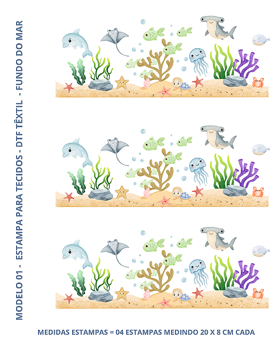 Estampa DTF Têxtil para tecidos - Coleção Fundo do Mar