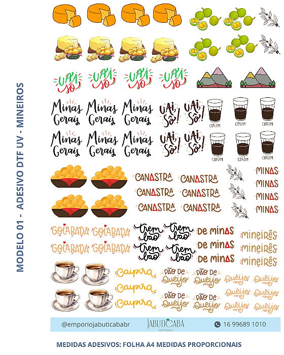 Adesivo DTF UV folha A4 - Mineiro