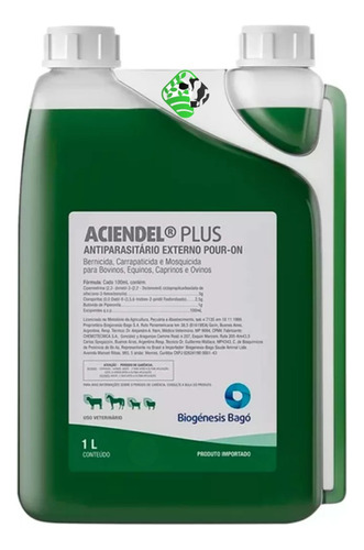 Aciendel Plus 1l Antiparasitário Para Bovinos Equinos e Ovinos - Biogenesis Bagó