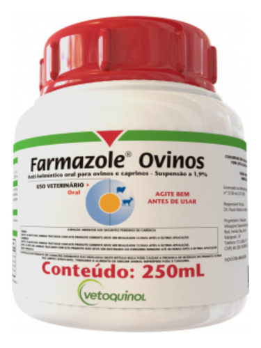 Vermífugo Farmazole Ovinos 250ml - Vetoquinol