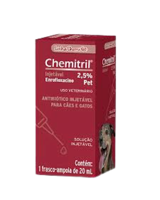Chemitril Injetavel 2,5% Enrofloxacino 20ml - Chemitec