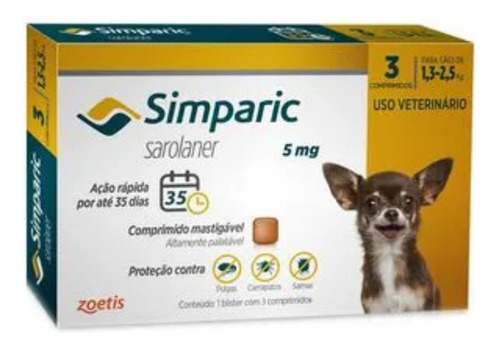 Simparic 3 comprimidos 1,3kg A 60kg - Zoetis