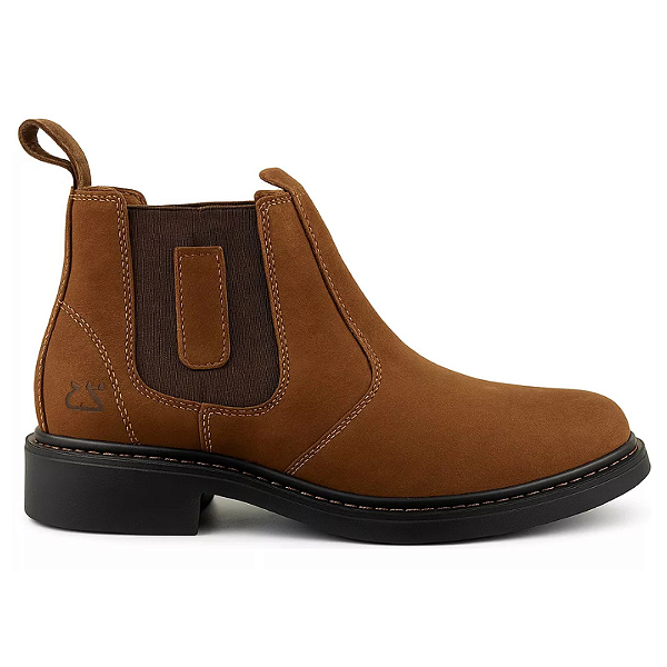 Botina De Couro Masculina Cor Terra Bico Quadrado 53140 - Zebu