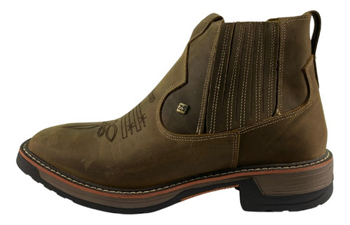 Botina De Couro Masculina Cor Sela Bordado 93050 - Zebu