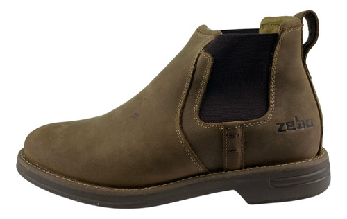 Botina De Couro Masculina Cor Sela Bico Redondo 59120 - Zebu