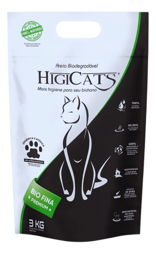 Areia Sanitária Biodegradável 3kg - Higicats