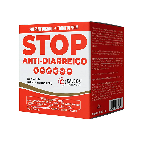Stop Anti-diarréico 10g Bovinos Caprinos Suínos Ovinos - Calbos