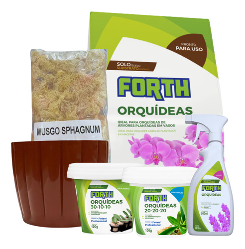Kit Plantio Orquídeas Completo Cachepô Floração Crescimento