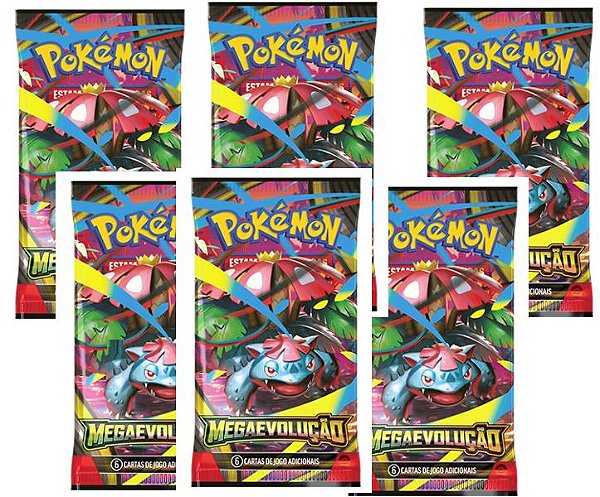 Combo 6 Boosters Pokémon TCG MegaEvolução
