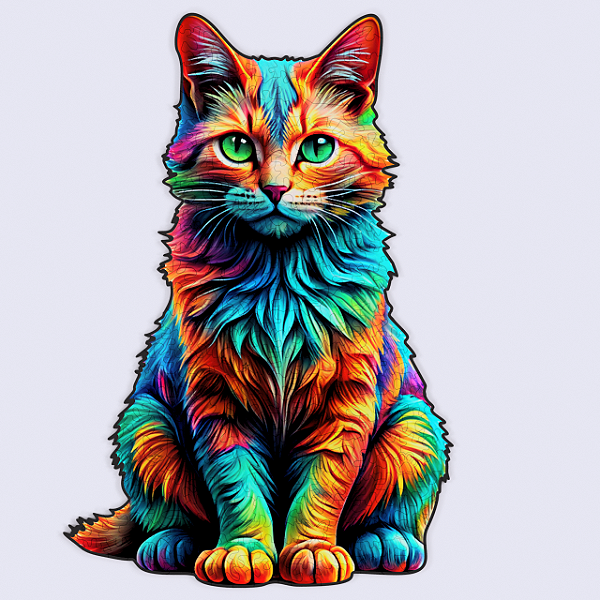 Quebra-cabeça com peças temáticas em madeira MDF - Gato