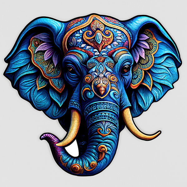 Quebra-cabeça com peças temáticas em madeira MDF -  Elefante