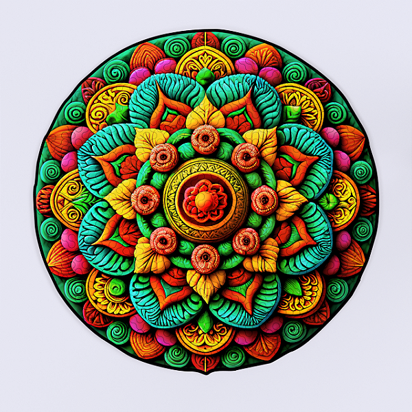 Quebra-cabeça com peças em madeira MDF - Mandala