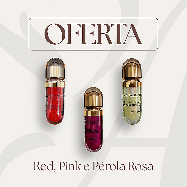 KIT GLOSS - RED, PINK E PEROLA ROSA