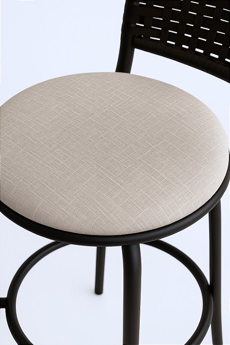 Capa Para Banqueta Redonda Bege Jacquard Delux