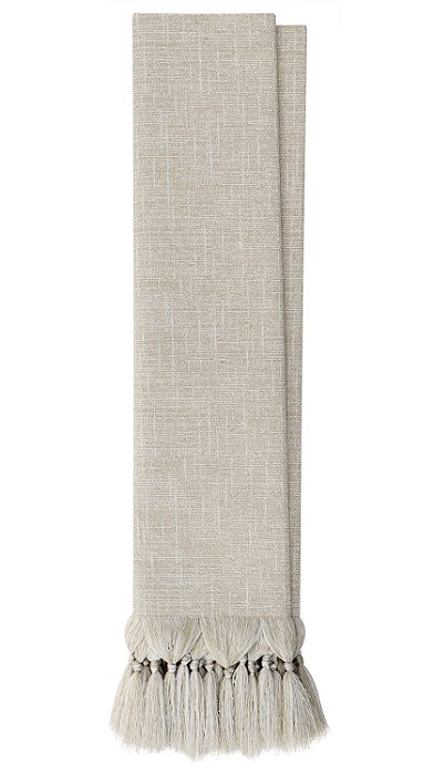 Manta Para Sofá Lisa Bege Cru Jacquard Linho Dupla-face