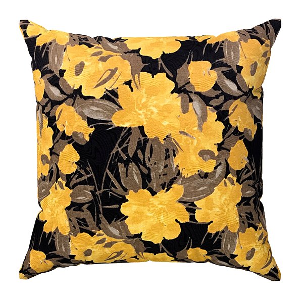 Capa De Almofada Floral Amarelo Preto Jacquard
