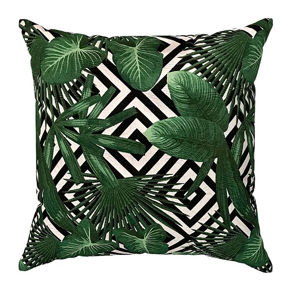 Capa De Almofada Folhas Geométrico Verde Jacquard