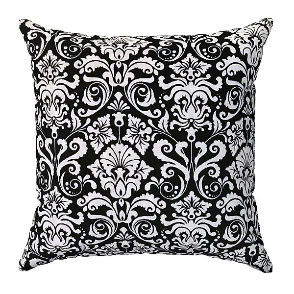 Capa De Almofada Medalhão Preto E Branco Jacquard Linho