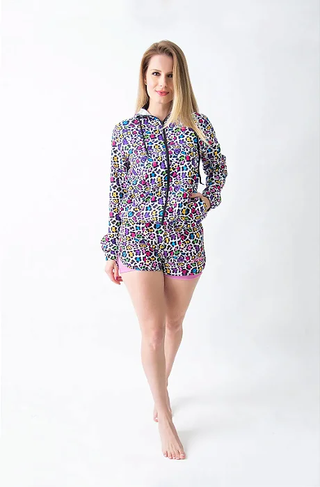 JAQUETA CORTA VENTO FEMININA ESTAMPADA ONÇA
