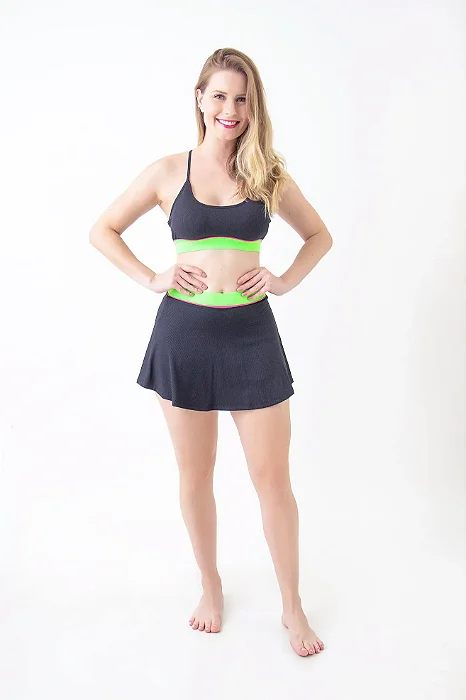 SHORTS SAIA ELASTICO COLOR MALHA CANELADO MAR NEGRO PRETO